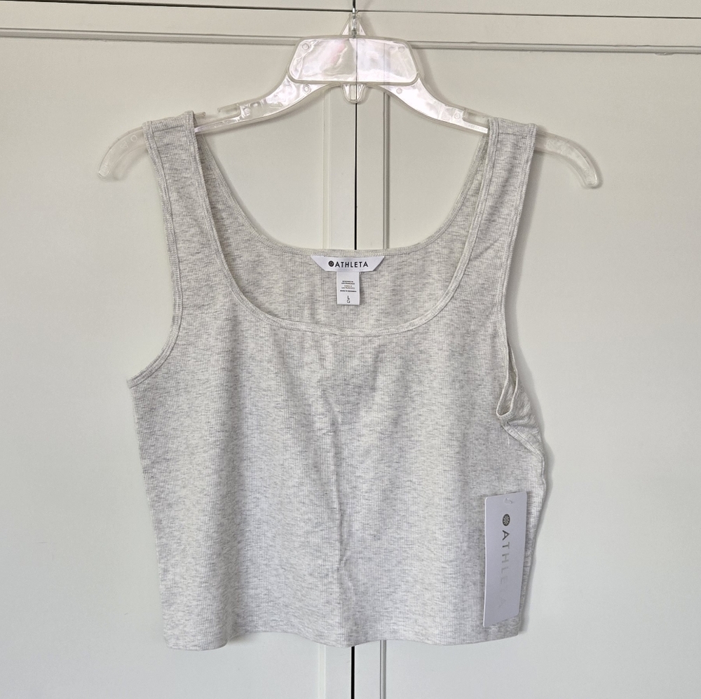 NWT ATHLETA Signature Rib Square Neck Crop Tank